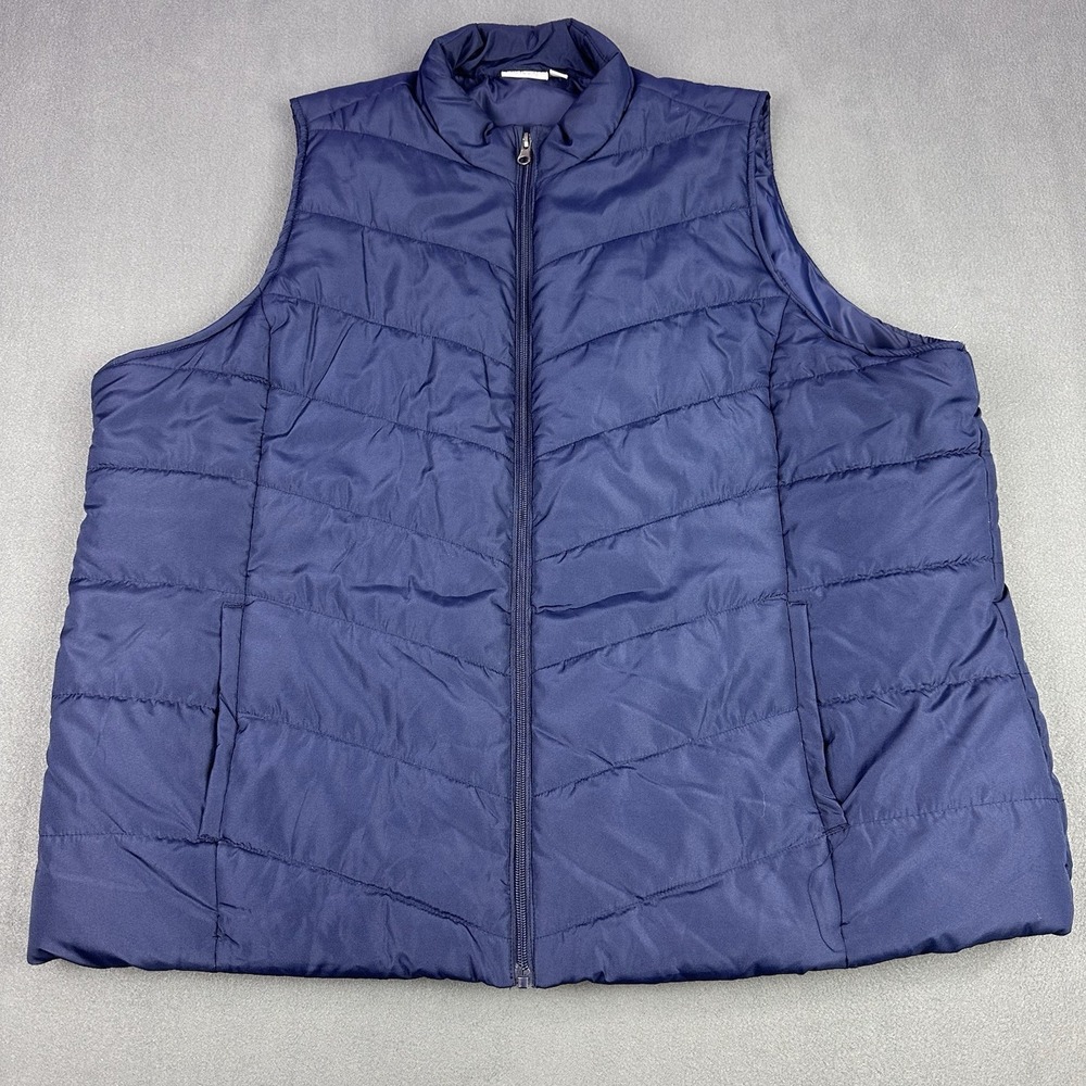 Kim Rogers Curvy Women's Puffer Vest Navy Blue Full Zip 2X Lightweight